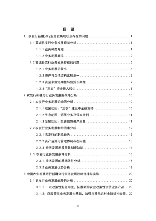 中国农业发展银行新疆分行业务发展战略研究—以霍城支行为例电大金融本科毕业论文.docx