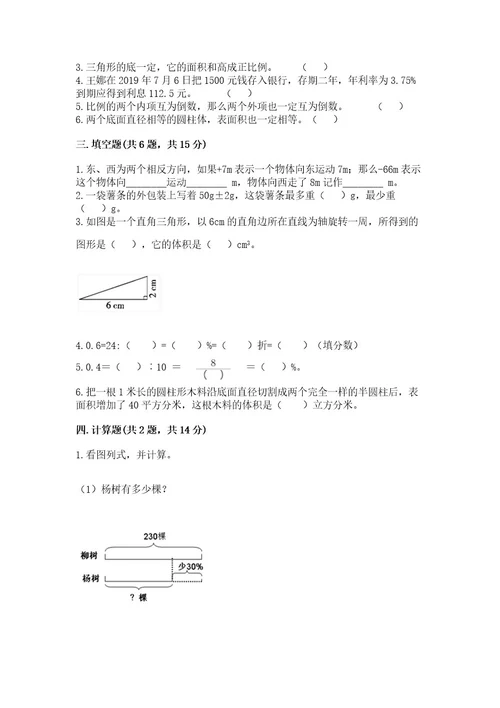 苏教版六年级数学小升初检测试题附参考答案预热题