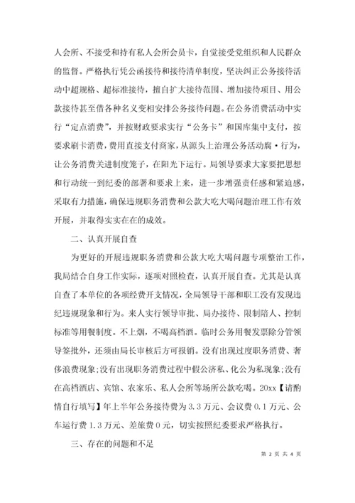 （精选）整治违规公款吃喝自查报告.docx