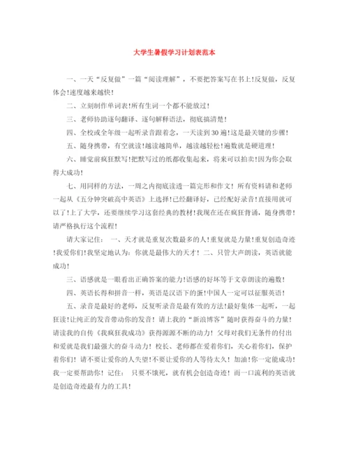 精编之大学生暑假学习计划表范本.docx