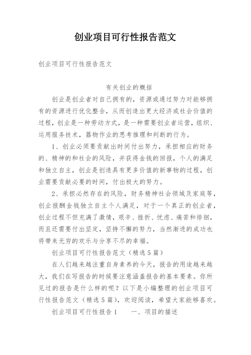 创业项目可行性报告范文.docx