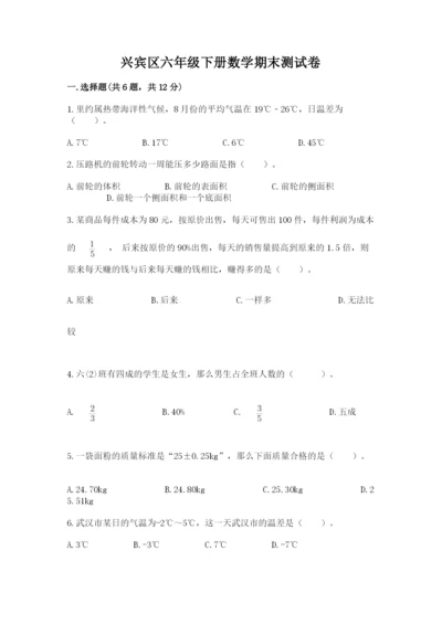 兴宾区六年级下册数学期末测试卷精选.docx