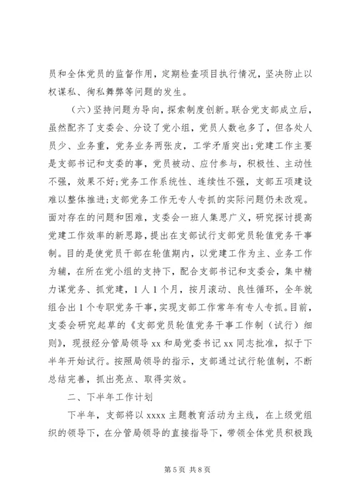 党支部某年上半年工作总结及下半年工作计划.docx