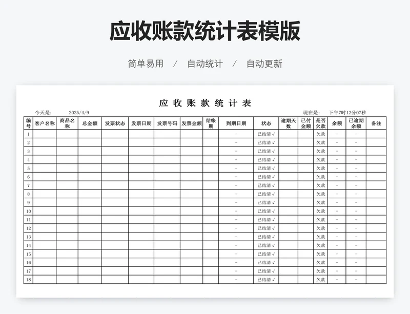 应收账款统计表模版