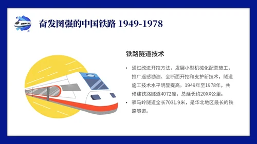 蓝色简约中国铁路发展史主题PPT模板