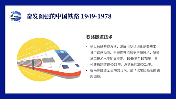 蓝色简约中国铁路发展史主题PPT模板