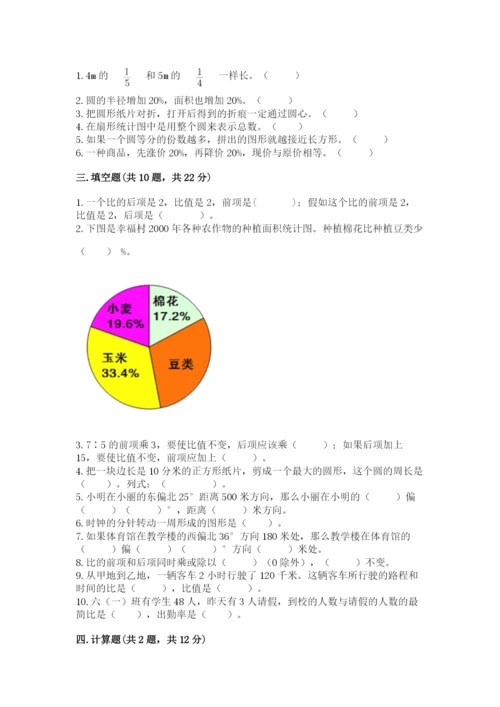 2022六年级上册数学期末测试卷含完整答案（考点梳理）.docx