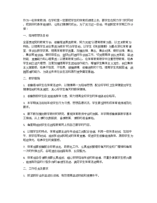 体育教师工作计划