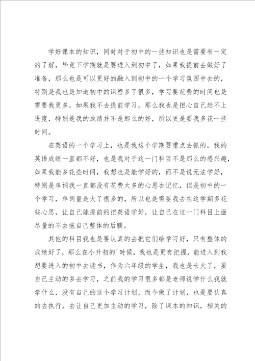 六年级学生学习计划