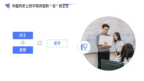 红蓝配色简约风几何形状班级自主管理课件PPT教师培训