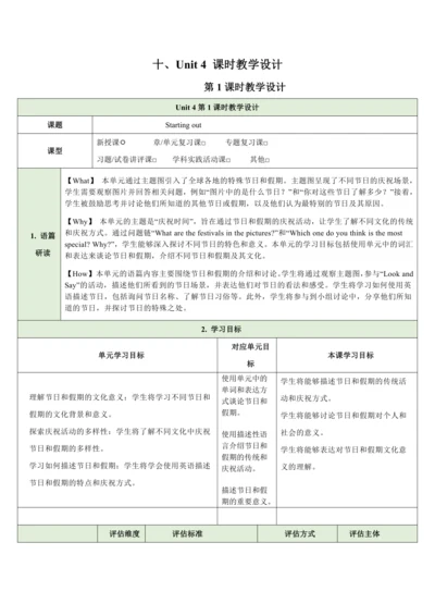 （新课标）Unit 4 Time to celebrate 第1课时教学设计【外研版（2024）七年