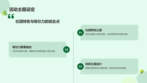 绿色简约大学社团招新活动策划PPT模板