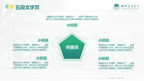 湖南农业大学毕业课题答辩通用PPT模板