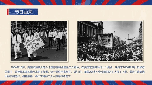 怀旧复古风国际五一劳动节班会PPT课件