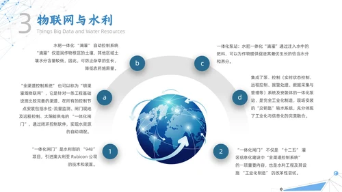 白色蓝色点线几何简约智慧水利动态PPT