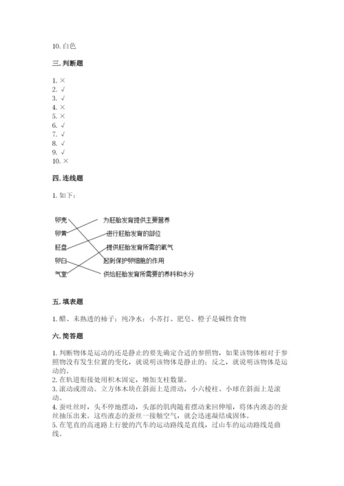 教科版科学三年级下册 期末测试卷附参考答案【预热题】.docx