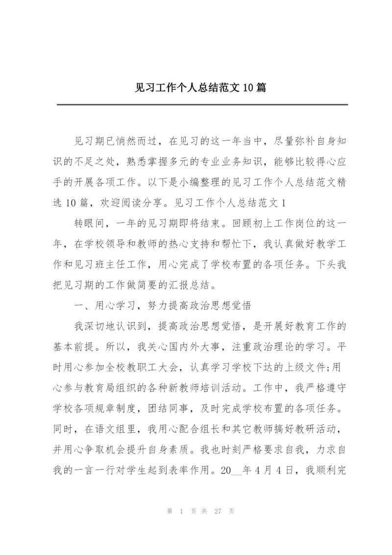 见习工作个人总结范文10篇.docx