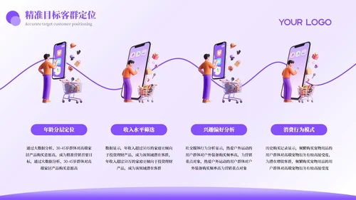 紫色3D电商数据驱动精准促销方案PPT模板