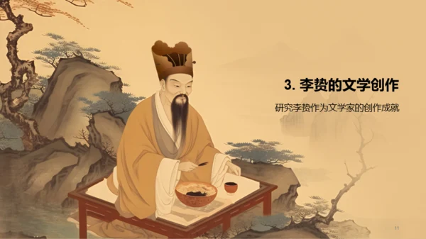 黄色中式国风李贽人物介绍PPT模板