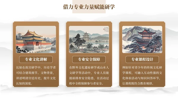 棕色中国风研学旅行PPT模板