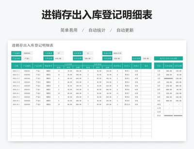 进销存出入库登记明细表