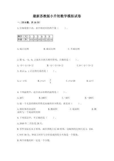 最新苏教版小升初数学模拟试卷及参考答案一套.docx
