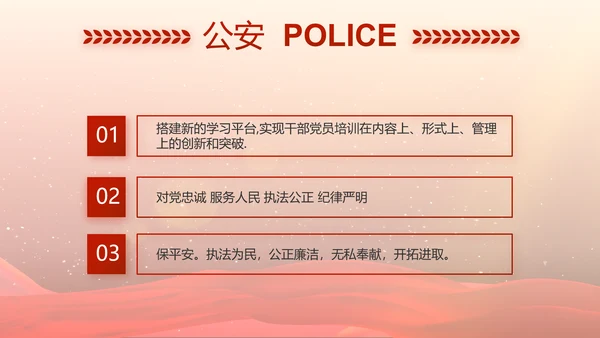 红色大气警察民警职工大会召开视频PPT模板