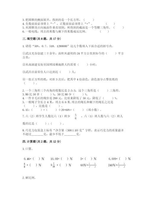 小学六年级下册数学期末卷含完整答案（易错题）.docx