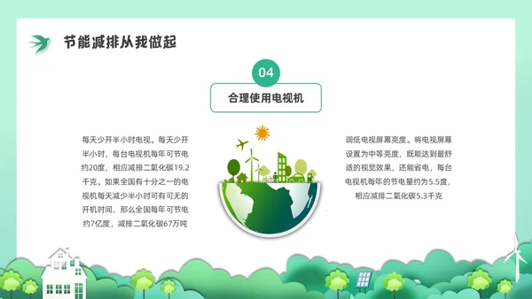 绿色水彩剪纸节能减排培训PPT课件节能宣传周