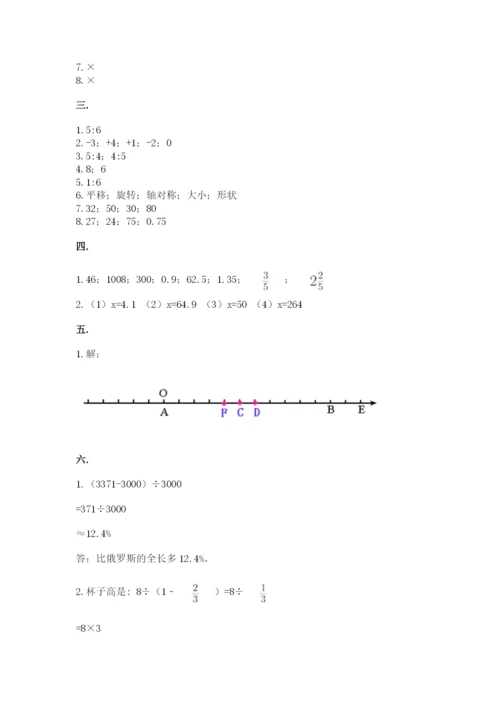 小学六年级数学毕业试题及参考答案【最新】.docx