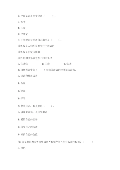 小升初道德与法治真题卷精品(典型题).docx