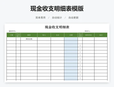 现金收支明细表模版