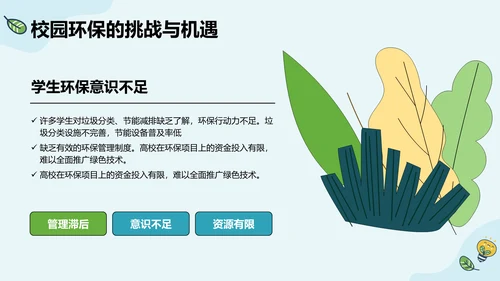 绿色插画风环保校园科普PPT模板