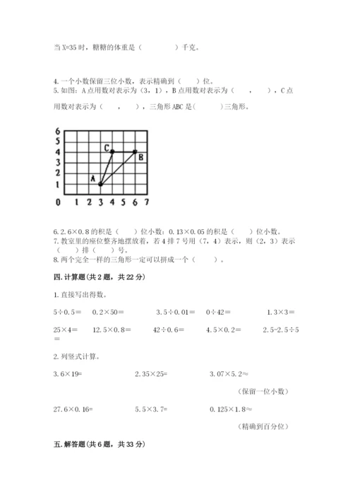 小学五年级上册数学期末考试试卷附答案（名师推荐）.docx