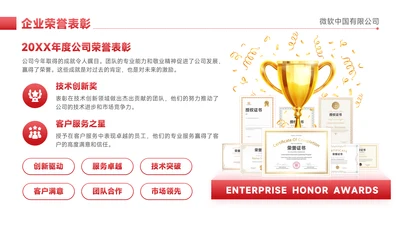 红色简约风奖杯