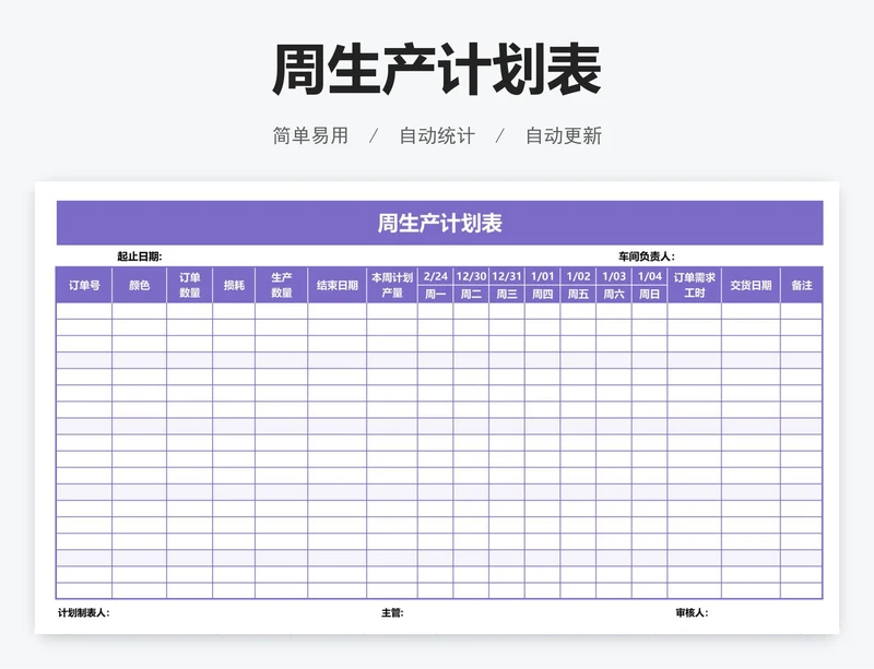 周生产计划表
