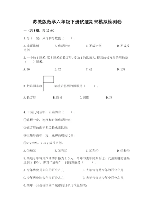 苏教版数学六年级下册试题期末模拟检测卷及参考答案【培优】.docx