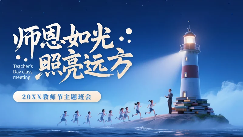 浅橙色3D立体风教师节主题班会PPT模版