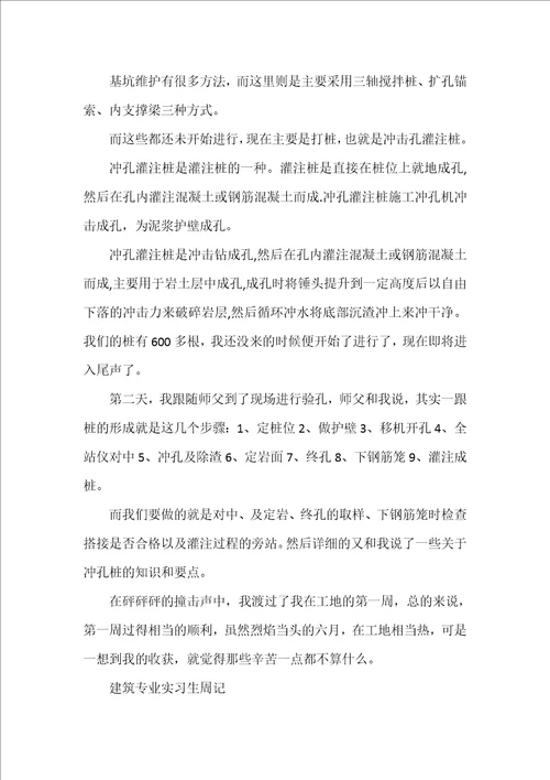 建筑专业实习生周记