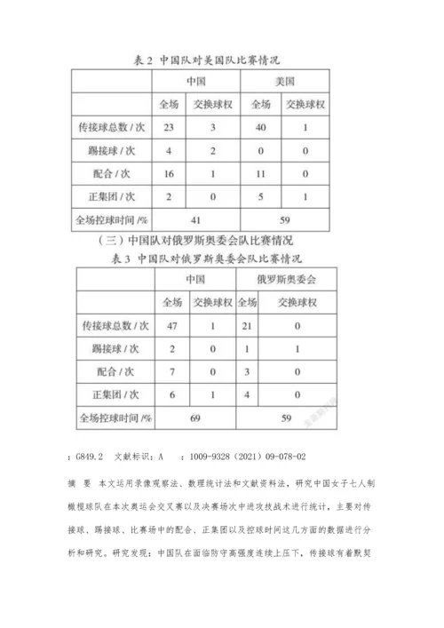 东京奥运会七人制橄榄球中国队进攻技战术统计分析.docx