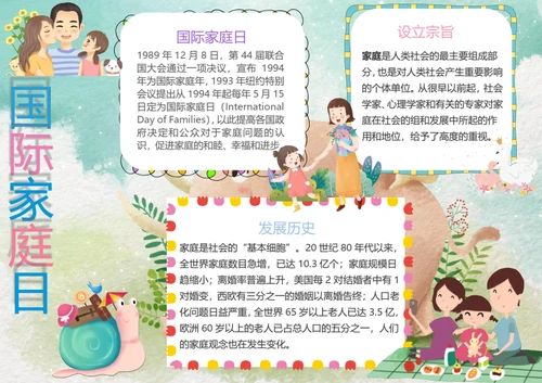 国际家庭日Word小报