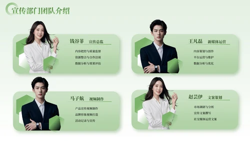 绿色简约风宣传团队介绍系列PPT模板