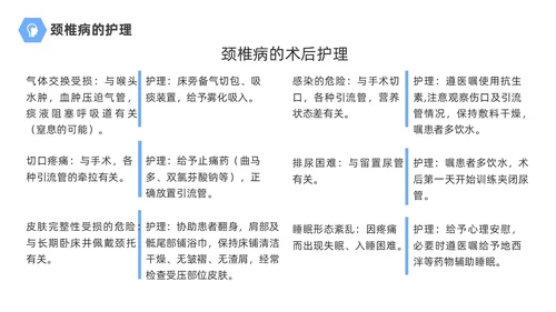 商务风蓝色颈椎病的护理查房颈椎间盘退变医学培训PPT