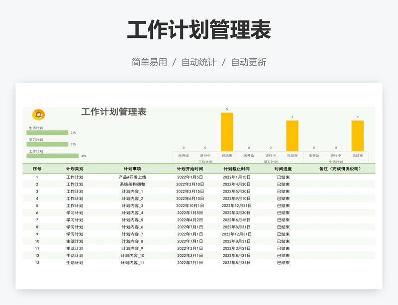 工作计划管理表