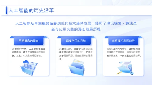 蓝色3D风人工智能在各领域的深度应用研究报告PPT