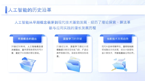 蓝色3D风人工智能在各领域的深度应用研究报告PPT