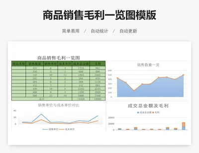 商品销售毛利一览图模版
