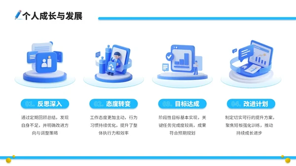 蓝黄双色立体风咨询企业员工年中总结PPT模板
