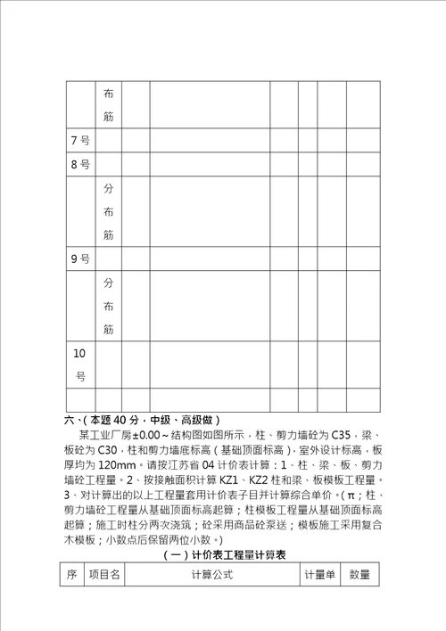 另新2011年江苏造价员土建考试试题及答案