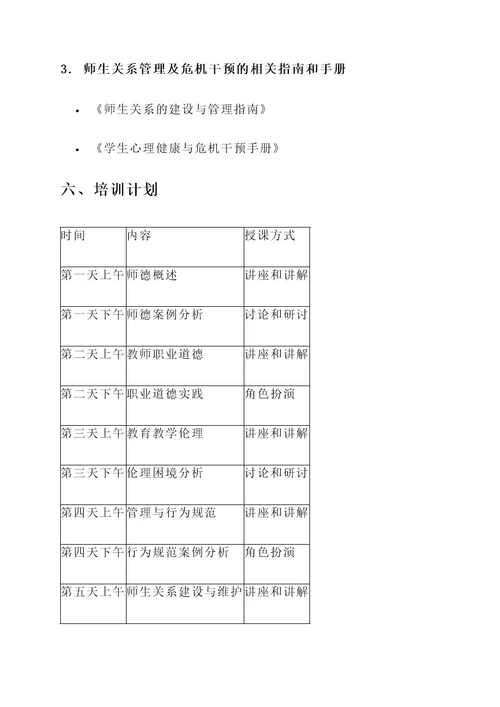 初中学校教师师德培训方案